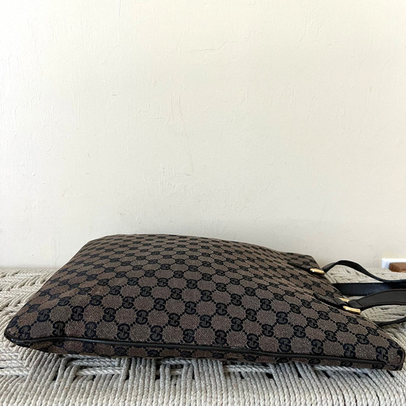 GUCCI GG Supreme Dark Brown Canvas and Leather Tote - Picture 5 of 16